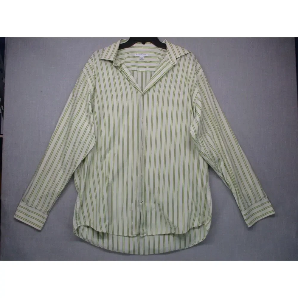 Banana Republic Green Striped Classic Timeless Buttonup Shirt‎ Size 17-17½ XL